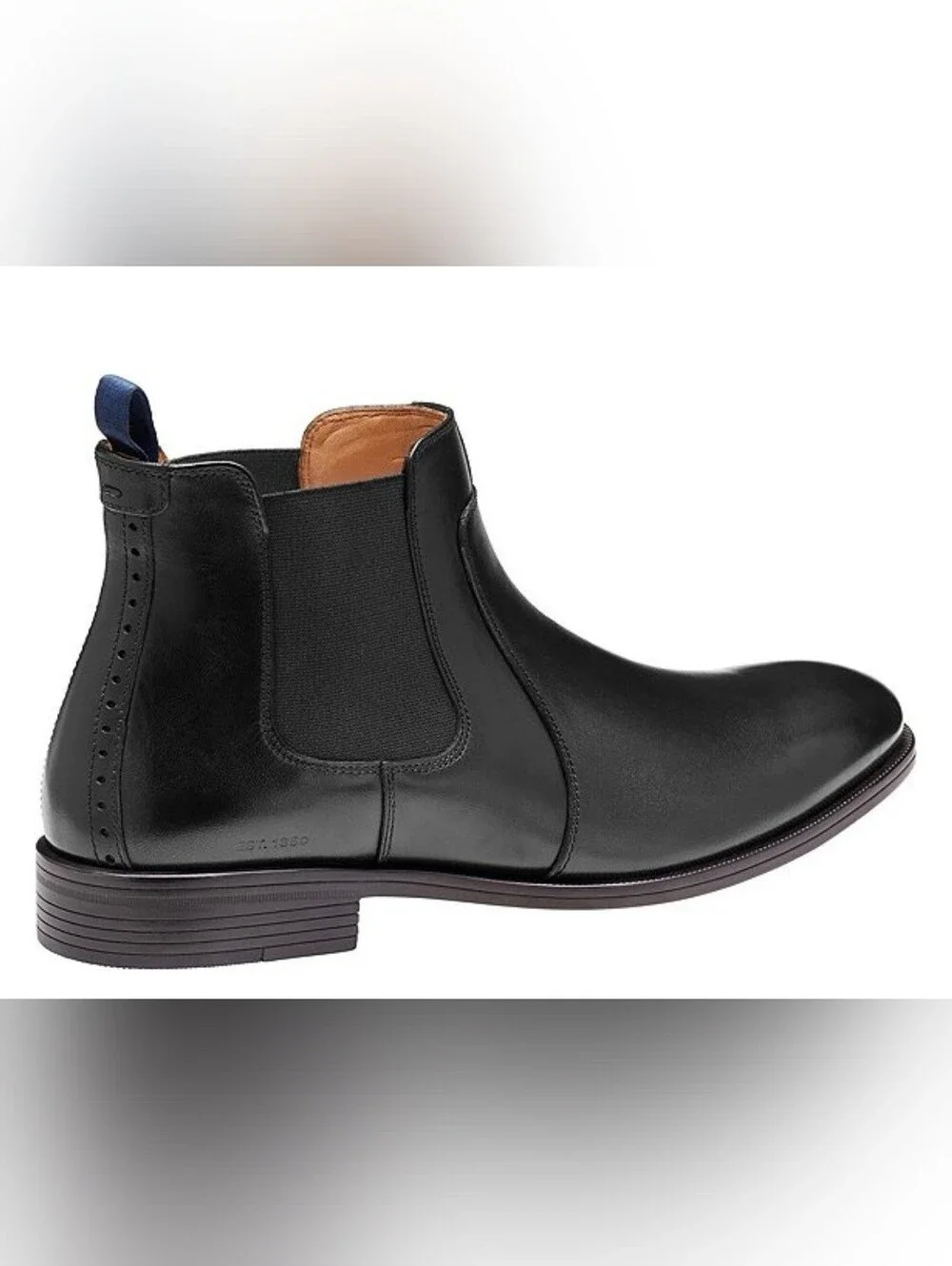 Size 11.5 Johnston  Murphy Black Leather Chelsea Boot wi Heel Tab -  Men's  Boot
